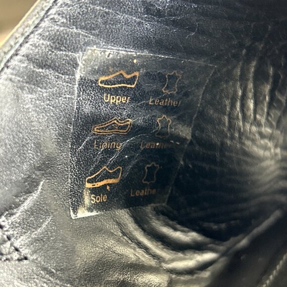 Portland Leather Patina Mules Womens 6.5 Black Leather Low Block Heel Handmade - Picture 12 of 13